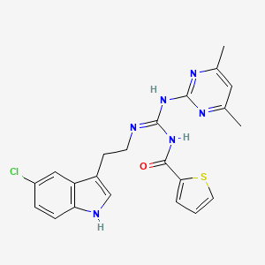 molecular formula C22H21ClN6OS B11468518 N-[(E)-{[2-(5-Chloro-1H-indol-3-YL)ethyl]amino}[(4,6-dimethylpyrimidin-2-YL)amino]methylidene]thiophene-2-carboxamide 