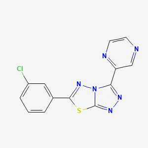 molecular formula C13H7ClN6S B11468532 6-(3-Chlorophenyl)-3-(pyrazin-2-yl)[1,2,4]triazolo[3,4-b][1,3,4]thiadiazole 