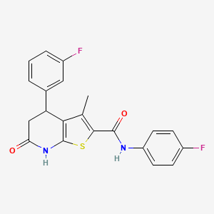 molecular formula C21H16F2N2O2S B11468550 4-(3-fluorophenyl)-N-(4-fluorophenyl)-6-hydroxy-3-methyl-4,5-dihydrothieno[2,3-b]pyridine-2-carboxamide 