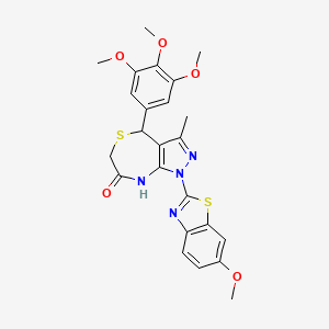 molecular formula C24H24N4O5S2 B11468579 1-(6-methoxy-1,3-benzothiazol-2-yl)-3-methyl-4-(3,4,5-trimethoxyphenyl)-4,8-dihydro-1H-pyrazolo[3,4-e][1,4]thiazepin-7(6H)-one 