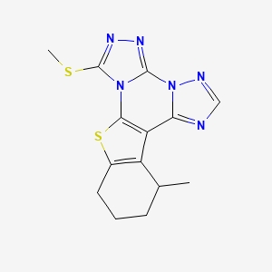 molecular formula C14H14N6S2 B11468586 14-methyl-3-methylsulfanyl-19-thia-2,4,5,7,8,10-hexazapentacyclo[10.7.0.02,6.07,11.013,18]nonadeca-1(12),3,5,8,10,13(18)-hexaene 