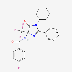 molecular formula C23H21F4N3O2 B11468603 N-[1-cyclohexyl-5-oxo-2-phenyl-4-(trifluoromethyl)-4,5-dihydro-1H-imidazol-4-yl]-4-fluorobenzamide 