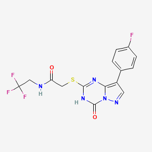 2-{[8-(4-fluorophenyl)-4-oxo-3,4-dihydropyrazolo[1,5-a][1,3,5]triazin-2-yl]sulfanyl}-N-(2,2,2-trifluoroethyl)acetamide