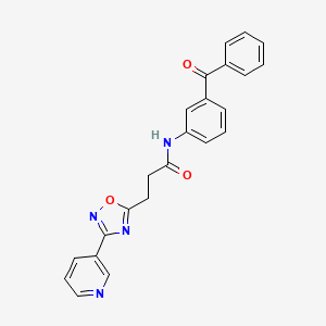 molecular formula C23H18N4O3 B11468672 N-[3-(phenylcarbonyl)phenyl]-3-[3-(pyridin-3-yl)-1,2,4-oxadiazol-5-yl]propanamide 