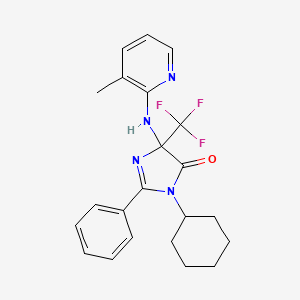 molecular formula C22H23F3N4O B11468688 3-cyclohexyl-5-[(3-methylpyridin-2-yl)amino]-2-phenyl-5-(trifluoromethyl)-3,5-dihydro-4H-imidazol-4-one 