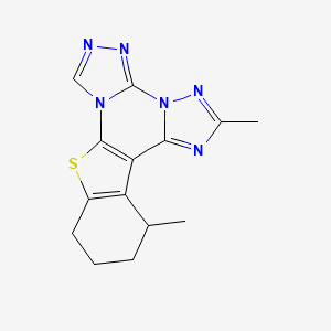 9,14-dimethyl-19-thia-2,4,5,7,8,10-hexazapentacyclo[10.7.0.02,6.07,11.013,18]nonadeca-1(12),3,5,8,10,13(18)-hexaene