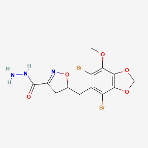 5-[(4,6-Dibromo-7-methoxy-1,3-benzodioxol-5-yl)methyl]-4,5-dihydro-1,2-oxazole-3-carbohydrazide