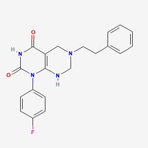 molecular formula C20H19FN4O2 B11468722 1-(4-fluorophenyl)-2-hydroxy-6-(2-phenylethyl)-5,6,7,8-tetrahydropyrimido[4,5-d]pyrimidin-4(1H)-one 