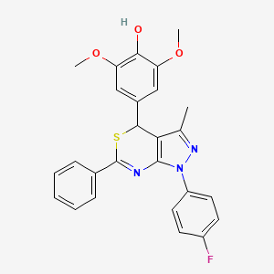 molecular formula C26H22FN3O3S B11468734 4-[1-(4-Fluorophenyl)-3-methyl-6-phenyl-1,4-dihydropyrazolo[3,4-d][1,3]thiazin-4-yl]-2,6-dimethoxyphenol 