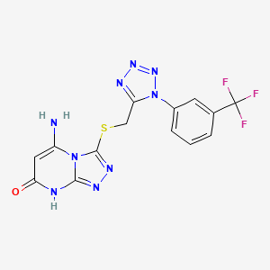 5-amino-3-[({1-[3-(trifluoromethyl)phenyl]-1H-tetrazol-5-yl}methyl)sulfanyl][1,2,4]triazolo[4,3-a]pyrimidin-7-ol