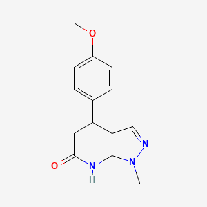 molecular formula C14H15N3O2 B11468787 4-(4-Methoxyphenyl)-1-methyl-4H,5H,7H-pyrazolo[3,4-b]pyridin-6-one 