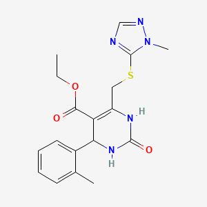 ethyl 4-(2-methylphenyl)-6-{[(1-methyl-1H-1,2,4-triazol-5-yl)sulfanyl]methyl}-2-oxo-1,2,3,4-tetrahydropyrimidine-5-carboxylate