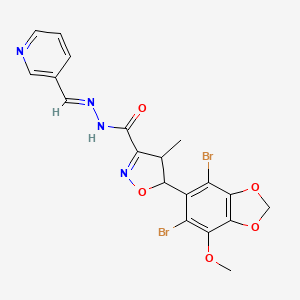 5-(4,6-dibromo-7-methoxy-1,3-benzodioxol-5-yl)-4-methyl-N'-[(E)-pyridin-3-ylmethylidene]-4,5-dihydro-1,2-oxazole-3-carbohydrazide