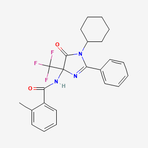 molecular formula C24H24F3N3O2 B11468853 N-[1-cyclohexyl-5-oxo-2-phenyl-4-(trifluoromethyl)-4,5-dihydro-1H-imidazol-4-yl]-2-methylbenzamide 