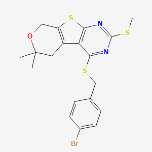 3-[(4-bromophenyl)methylsulfanyl]-12,12-dimethyl-5-methylsulfanyl-11-oxa-8-thia-4,6-diazatricyclo[7.4.0.02,7]trideca-1(9),2(7),3,5-tetraene