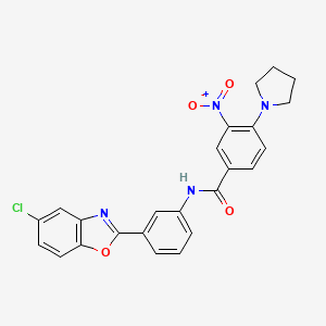 molecular formula C24H19ClN4O4 B11468862 N-[3-(5-chloro-1,3-benzoxazol-2-yl)phenyl]-3-nitro-4-(pyrrolidin-1-yl)benzamide 