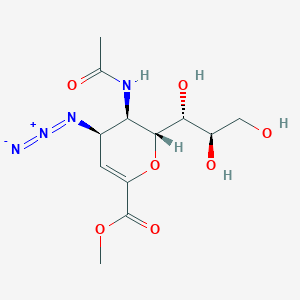 molecular formula C₁₂H₁₈N₄O₇ B1146887 methyl (2R,3R,4R)-3-acetamido-4-azido-2-[(1R,2R)-1,2,3-trihydroxypropyl]-3,4-dihydro-2H-pyran-6-carboxylate CAS No. 152178-79-5