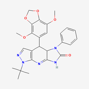 1-(tert-butyl)-4-(4,7-dimethoxy-1,3-benzodioxol-5-yl)-5-phenyl-4,4a,5,7-tetrahydroimidazo[4,5-b]pyrazolo[4,3-e]pyridin-6(1H)-one