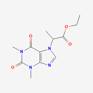 molecular formula C12H16N4O4 B11468894 ethyl 2-(1,3-dimethyl-2,6-dioxo-1,2,3,6-tetrahydro-7H-purin-7-yl)propanoate 