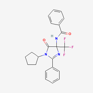 molecular formula C22H20F3N3O2 B11468927 N-[1-cyclopentyl-5-oxo-2-phenyl-4-(trifluoromethyl)-4,5-dihydro-1H-imidazol-4-yl]benzamide 