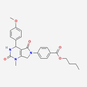 molecular formula C25H27N3O5 B11468966 butyl 4-[4-(4-methoxyphenyl)-1-methyl-2,5-dioxo-1,2,3,4,5,7-hexahydro-6H-pyrrolo[3,4-d]pyrimidin-6-yl]benzoate 