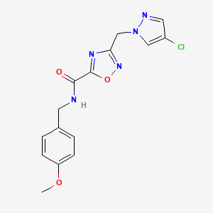 molecular formula C15H14ClN5O3 B11469025 3-[(4-chloro-1H-pyrazol-1-yl)methyl]-N-(4-methoxybenzyl)-1,2,4-oxadiazole-5-carboxamide 