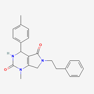 molecular formula C22H23N3O2 B11469042 1-methyl-4-(4-methylphenyl)-6-(2-phenylethyl)-3,4,6,7-tetrahydro-1H-pyrrolo[3,4-d]pyrimidine-2,5-dione 