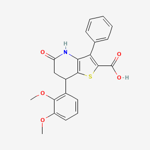 molecular formula C22H19NO5S B11469100 7-(2,3-Dimethoxyphenyl)-5-oxo-3-phenyl-4,5,6,7-tetrahydrothieno[3,2-b]pyridine-2-carboxylic acid 