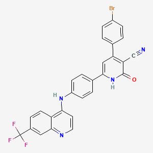 molecular formula C28H16BrF3N4O B11469156 4-(4-Bromophenyl)-2-oxo-6-(4-{[7-(trifluoromethyl)quinolin-4-yl]amino}phenyl)-1,2-dihydropyridine-3-carbonitrile 