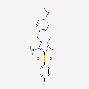 molecular formula C20H21FN2O3S B11469170 3-[(4-fluorophenyl)sulfonyl]-1-(4-methoxybenzyl)-4,5-dimethyl-1H-pyrrol-2-amine 