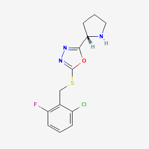 2-[(2-chloro-6-fluorobenzyl)sulfanyl]-5-[(2S)-pyrrolidin-2-yl]-1,3,4-oxadiazole