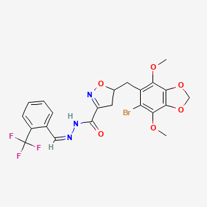 5-[(6-bromo-4,7-dimethoxy-1,3-benzodioxol-5-yl)methyl]-N'-{(Z)-[2-(trifluoromethyl)phenyl]methylidene}-4,5-dihydro-1,2-oxazole-3-carbohydrazide