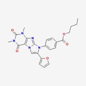 molecular formula C24H23N5O5 B11469207 Butyl 4-[7-(furan-2-YL)-1,3-dimethyl-2,4-dioxo-1H,2H,3H,4H,8H-imidazo[1,2-G]purin-8-YL]benzoate 