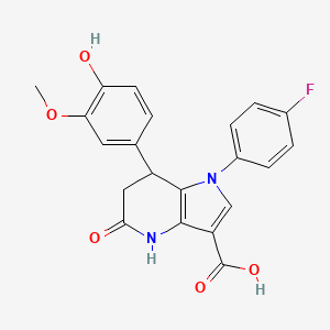 molecular formula C21H17FN2O5 B11469210 1-(4-fluorophenyl)-7-(4-hydroxy-3-methoxyphenyl)-5-oxo-4,5,6,7-tetrahydro-1H-pyrrolo[3,2-b]pyridine-3-carboxylic acid 