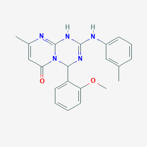 molecular formula C21H21N5O2 B11469215 4-(2-methoxyphenyl)-8-methyl-2-[(3-methylphenyl)amino]-4H-pyrimido[1,2-a][1,3,5]triazin-6-ol 