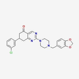 2-[4-(1,3-benzodioxol-5-ylmethyl)piperazin-1-yl]-7-(3-chlorophenyl)-7,8-dihydroquinazolin-5(6H)-one