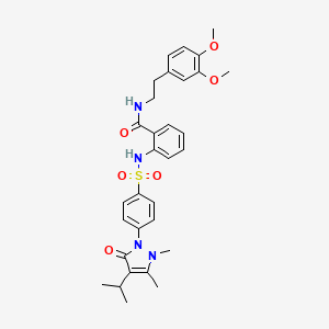 N-[2-(3,4-dimethoxyphenyl)ethyl]-2-[({4-[2,3-dimethyl-5-oxo-4-(propan-2-yl)-2,5-dihydro-1H-pyrazol-1-yl]phenyl}sulfonyl)amino]benzamide