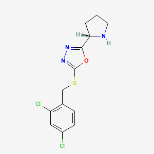 2-[(2,4-dichlorobenzyl)sulfanyl]-5-[(2S)-pyrrolidin-2-yl]-1,3,4-oxadiazole