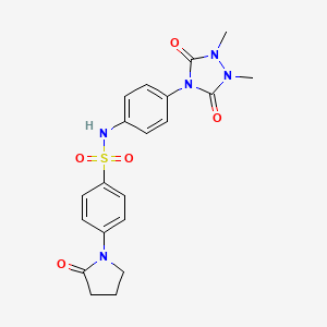 molecular formula C20H21N5O5S B11469297 N-[4-(1,2-dimethyl-3,5-dioxo-1,2,4-triazolidin-4-yl)phenyl]-4-(2-oxopyrrolidin-1-yl)benzenesulfonamide 