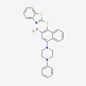 molecular formula C27H23N3OS2 B11469326 1-(1,3-Benzothiazol-2-ylsulfanyl)-4-(4-phenylpiperazin-1-yl)naphthalen-2-ol 