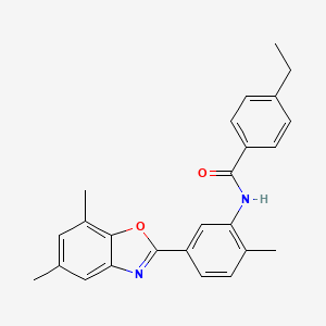 molecular formula C25H24N2O2 B11469358 N-[5-(5,7-dimethyl-1,3-benzoxazol-2-yl)-2-methylphenyl]-4-ethylbenzamide 