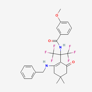 N-{2-[2-(benzylamino)-4,4-dimethyl-6-oxocyclohex-1-en-1-yl]-1,1,1,3,3,3-hexafluoropropan-2-yl}-3-methoxybenzamide