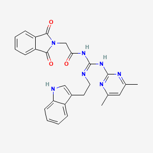 N-[(E)-[(4,6-dimethylpyrimidin-2-yl)amino]{[2-(1H-indol-3-yl)ethyl]amino}methylidene]-2-(1,3-dioxo-1,3-dihydro-2H-isoindol-2-yl)acetamide