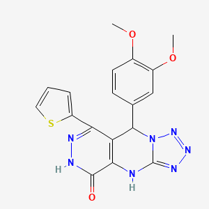 8-(3,4-dimethoxyphenyl)-10-thiophen-2-yl-2,4,5,6,7,11,12-heptazatricyclo[7.4.0.03,7]trideca-1(9),3,5,10-tetraen-13-one