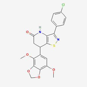 molecular formula C21H17ClN2O5S B11469429 3-(4-chlorophenyl)-7-(4,7-dimethoxy-1,3-benzodioxol-5-yl)-6,7-dihydro[1,2]thiazolo[4,5-b]pyridin-5(4H)-one 