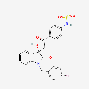 molecular formula C24H21FN2O5S B11469438 N-(4-{[1-(4-fluorobenzyl)-3-hydroxy-2-oxo-2,3-dihydro-1H-indol-3-yl]acetyl}phenyl)methanesulfonamide 