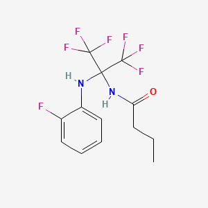 molecular formula C13H13F7N2O B11469459 N-{1,1,1,3,3,3-hexafluoro-2-[(2-fluorophenyl)amino]propan-2-yl}butanamide 