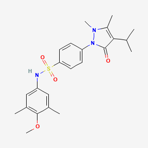 molecular formula C23H29N3O4S B11469465 4-[2,3-dimethyl-5-oxo-4-(propan-2-yl)-2,5-dihydro-1H-pyrazol-1-yl]-N-(4-methoxy-3,5-dimethylphenyl)benzenesulfonamide 