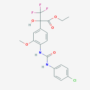 molecular formula C19H18ClF3N2O5 B11469498 Ethyl 2-(4-{[(4-chlorophenyl)carbamoyl]amino}-3-methoxyphenyl)-3,3,3-trifluoro-2-hydroxypropanoate 