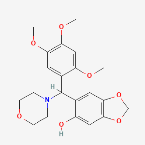 molecular formula C21H25NO7 B11469504 6-[Morpholin-4-yl(2,4,5-trimethoxyphenyl)methyl]-1,3-benzodioxol-5-ol 